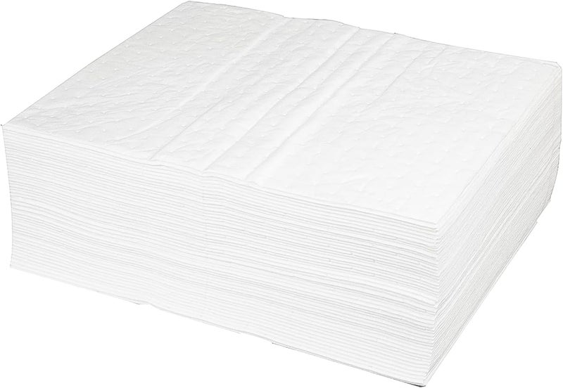 PONO 50 Pcs Oil Absorbent Pads, 15x20 IN White Heavy Weight Oil-Only Absorbent Pad,Used for Oil Spill Cleaning in Garage Workshop, Reusable, Washable, Durable - Image 1